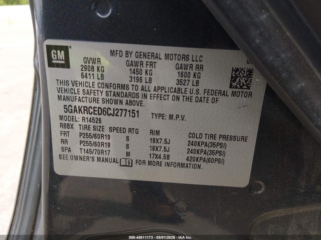 Продажа на аукционе авто 2012 Buick Enclave Leather, vin: 5GAKRCED6CJ277151, номер лота: 45011173