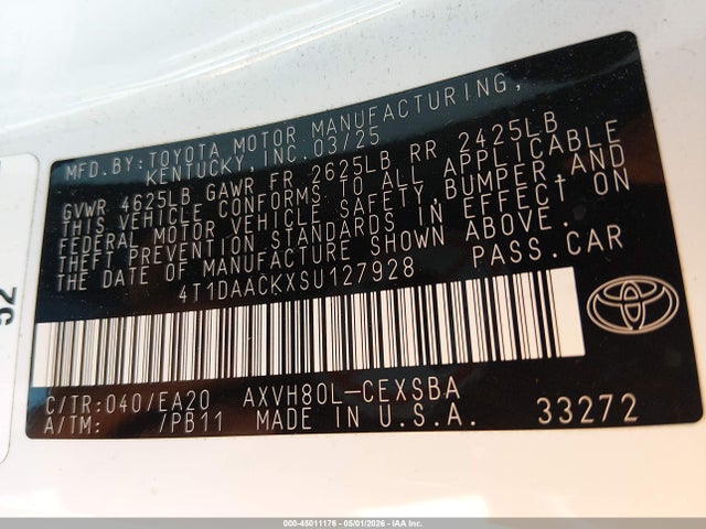 4T1DAACKXSU127928 Toyota CAMRY SE