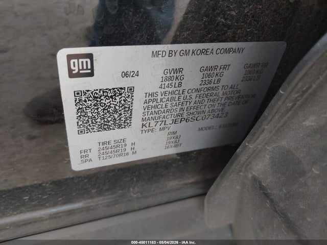 KL77LJEP6SC073423 Chevrolet Trax Fwd 2rs
