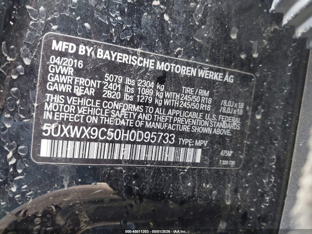 45011203 :رقم المزاد ، 5UXWX9C50H0D95733 vin ، 2017 Bmw X3 Xdrive28i مزاد بيع