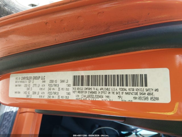 Aukcja sprzedaży 2013 Jeep Wrangler Sahara, vin: 1C4AJWBG5DL533464, numer aukcji: 45011206