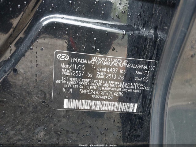 Aukcja sprzedaży 2015 Hyundai Sonata Se, vin: 5NPE24AFXFH204889, numer aukcji: 45011306