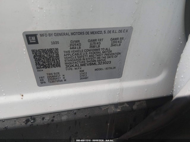 Aukcja sprzedaży 2021 Gmc Terrain Fwd Sle, vin: 3GKALMEV8ML323023, numer aukcji: 45011310