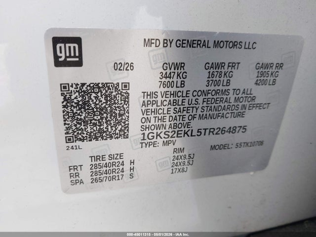 Продажа на аукционе авто 2026 Gmc Yukon 4wd Denali Ultimate, vin: 1GKS2EKL5TR264875, номер лота: 45011315