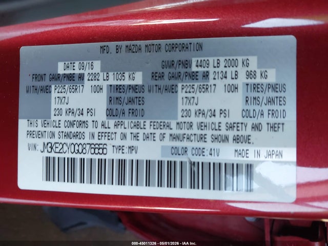 JM3KE2CY0G0876656 Mazda Cx-5 Touring