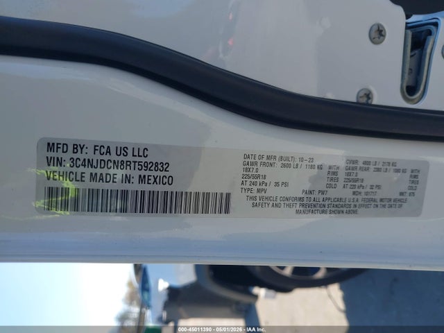 45011390 :رقم المزاد ، 3C4NJDCN8RT592832 vin ، 2024 Jeep Compass Limited 4x4 مزاد بيع