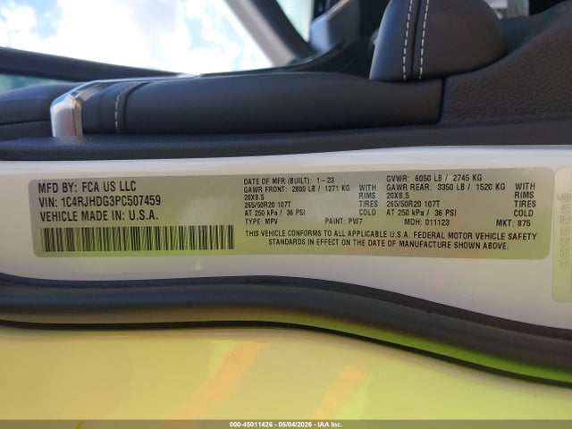 Продажа на аукционе авто 2023 Jeep Grand Cherokee Overland 4x4, vin: 1C4RJHDG3PC507459, номер лота: 45011426