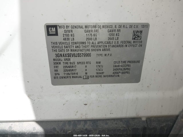 Chevrolet EQUINOX LT 2018 3GNAXSEV8JS579966 Image 9