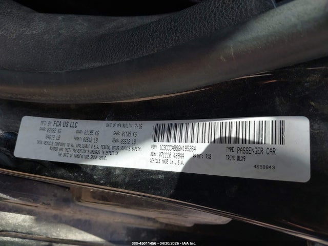 45011456 :رقم المزاد ، 1C3CCCAB9GN195264 vin ، 2016 Chrysler 200 Limited Platinum مزاد بيع
