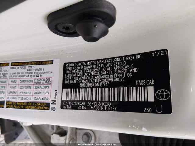 Продаж на аукціоні авто 2021 Toyota C-hr Xle, vin: NMTKHMBX1MR137937, номер лоту: 45011484