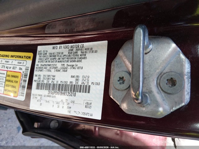 45011533 :رقم المزاد ، 3FA6P0H78HR125210 vin ، 2017 Ford Fusion Se مزاد بيع