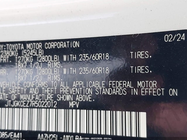 Aukcja sprzedaży 2024 Lexus Nx 350h Premium, vin: JTJGKCEZ7R5022012, numer aukcji: 45011584
