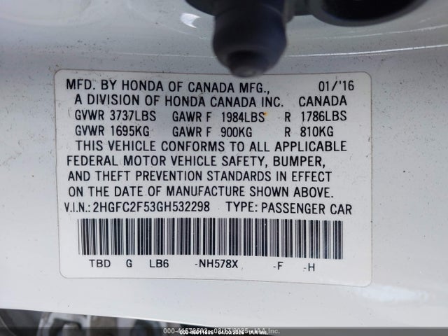2HGFC2F53GH532298 Honda Civic Lx
