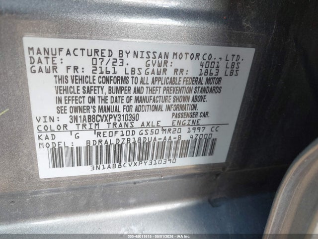Aukcja sprzedaży 2023 Nissan Sentra Sv Xtronic Cvt, vin: 3N1AB8CVXPY310390, numer aukcji: 45011615