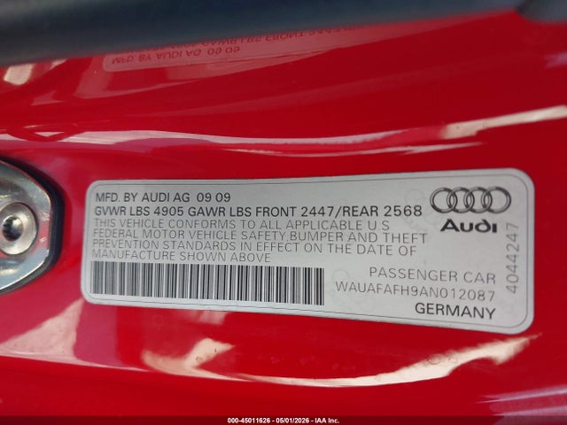 Продаж на аукціоні авто 2010 Audi A5 2.0t Premium, vin: WAUAFAFH9AN012087, номер лоту: 45011626