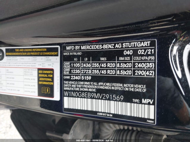Продажа на аукционе авто 2021 Mercedes-benz Glc 300 4matic Suv, vin: W1N0G8EB9MV291569, номер лота: 45011641