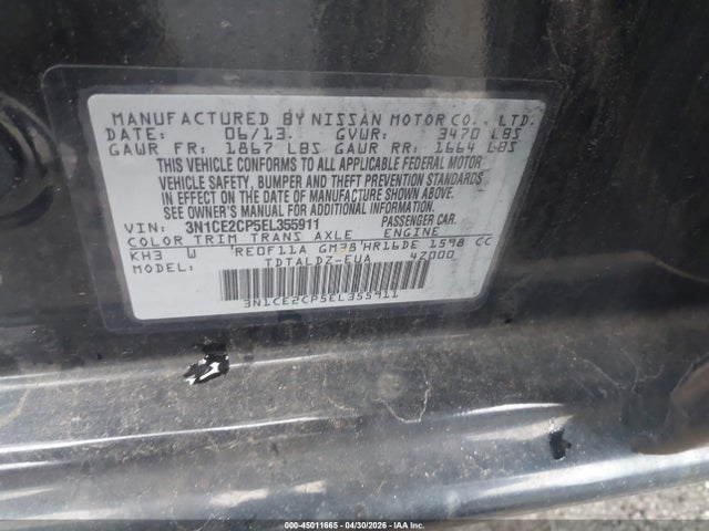 2014 Nissan Versa Note Sv მანქანა იყიდება აუქციონზე, vin: 3N1CE2CP5EL355911, აუქციონის ნომერი: 45011665
