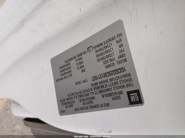 Продаж на аукціоні авто 2008 Chevrolet Express Work Van, vin: 1GCGG25C081211827, номер лоту: 45011669