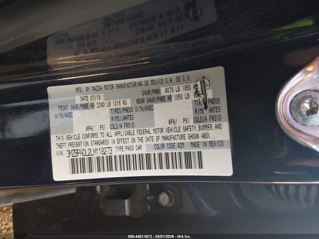 3MZBPADL2LM118273 Mazda Mazda3 Preferred Package