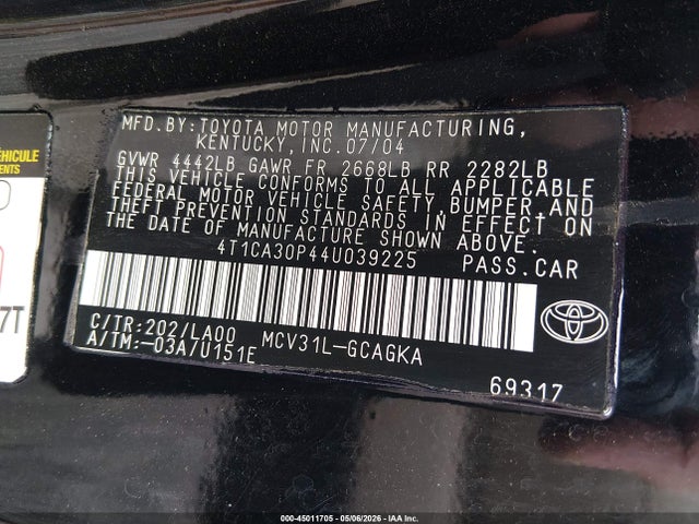 Продажа на аукционе авто 2004 Toyota Camry Solara Sle V6, vin: 4T1CA30P44U039225, номер лота: 45011705