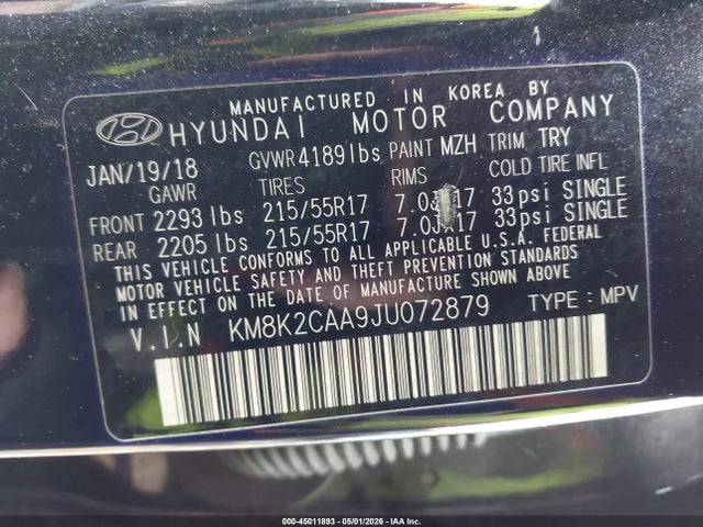 Aukcja sprzedaży 2018 Hyundai Kona Sel, vin: KM8K2CAA9JU072879, numer aukcji: 45011893