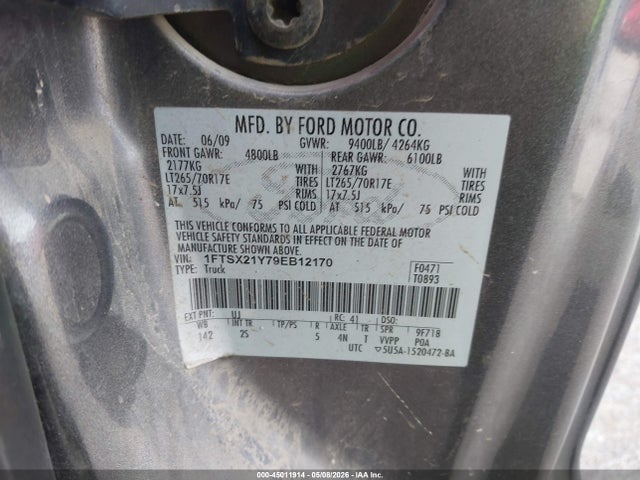 Продаж на аукціоні авто 2009 Ford F-250 Fx4/lariat/xl/xlt, vin: 1FTSX21Y79EB12170, номер лоту: 45011914