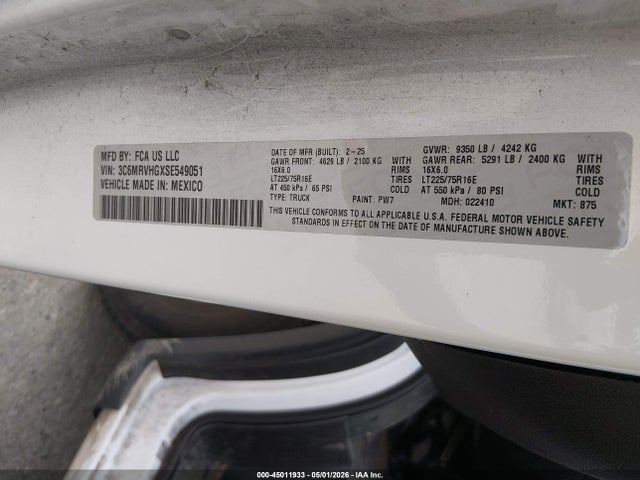 3C6MRVHGXSE549051 RAM Promaster 3500 Tradesman High Roof 159 Wb W/pass Seat