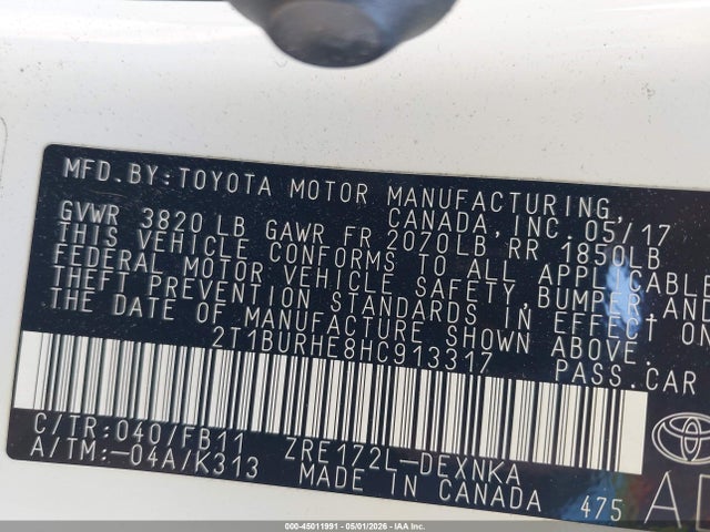 Toyota COROLLA LE 2017 2T1BURHE8HC913317 Image 9
