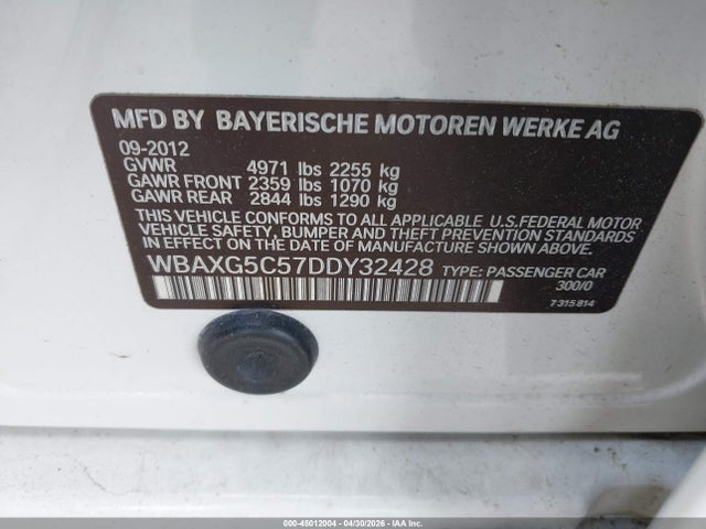 Aukcja sprzedaży 2013 Bmw 528i, vin: WBAXG5C57DDY32428, numer aukcji: 45012004