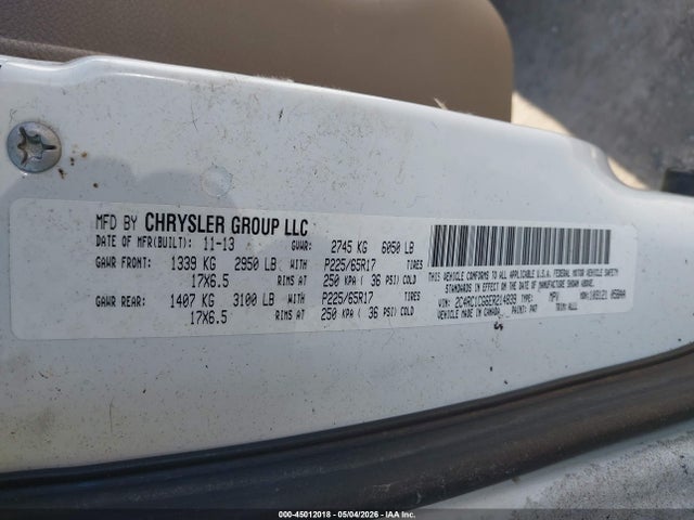 45012018 :رقم المزاد ، 2C4RC1CG6ER214839 vin ، 2014 Chrysler Town & Country Touring-l مزاد بيع