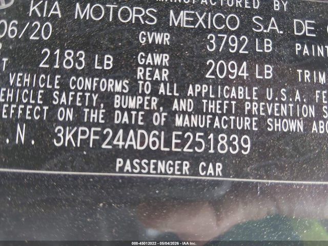 KIA Forte Lxs 2020 3KPF24AD6LE251839 Image 9