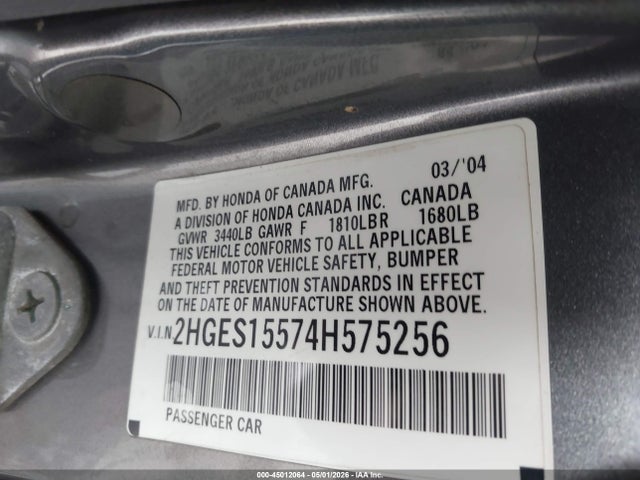 Продаж на аукціоні авто 2004 Honda Civic Lx, vin: 2HGES15574H575256, номер лоту: 45012064
