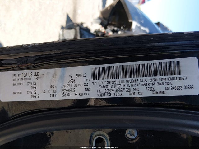 2015 Ram 1500 Express მანქანა იყიდება აუქციონზე, vin: 1C6RR7FT8FS671928, აუქციონის ნომერი: 45012069