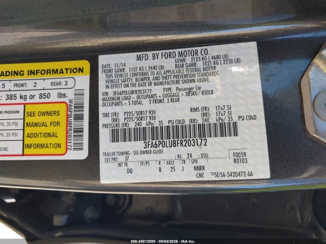 Ford Fusion Hybrid Se 2015 3FA6P0LU8FR203172 Image 9