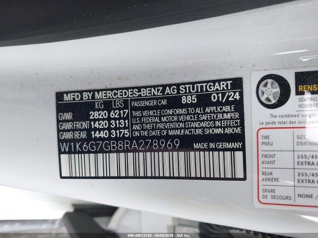 W1K6G7GB8RA278969 Mercedes-Benz S 580 4matic