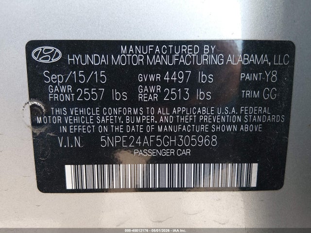 Hyundai SONATA SE 2016 5NPE24AF5GH305968 Image 9
