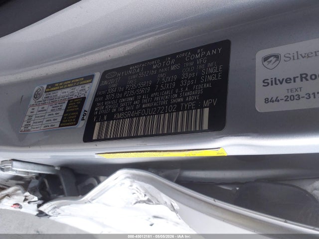 Продаж на аукціоні авто 2018 Hyundai Santa Fe Se/limited, vin: KM8SR4HF0JU272102, номер лоту: 45012181