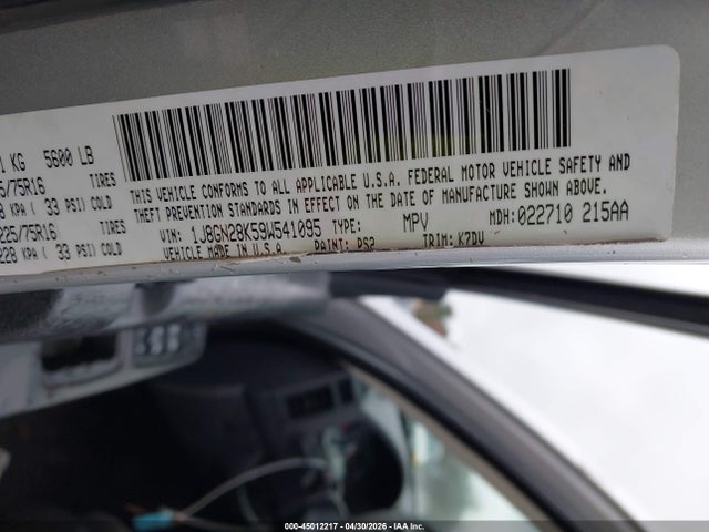 Продаж на аукціоні авто 2009 Jeep Liberty Sport, vin: 1J8GN28K59W541095, номер лоту: 45012217