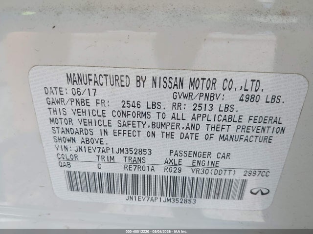 JN1EV7AP1JM352853 Infiniti Q50 3.0t Luxe