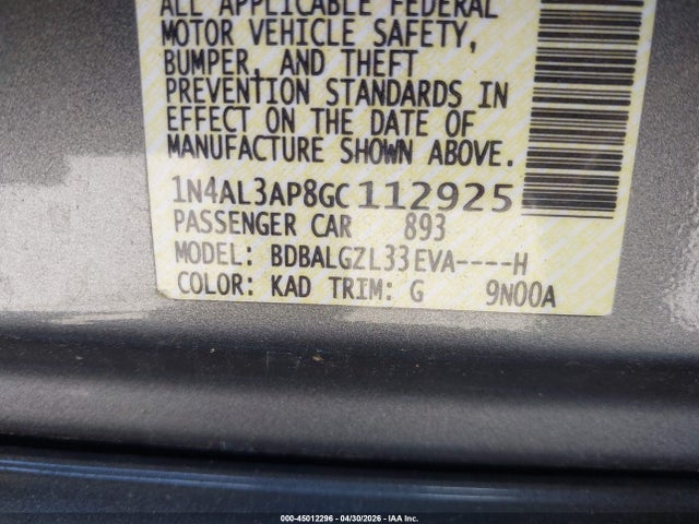 Nissan Altima 2.5 S 2016 1N4AL3AP8GC112925 Image 9