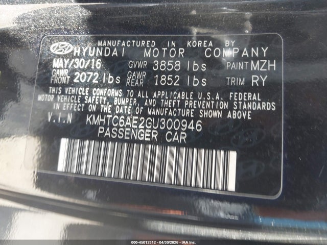 Aukcja sprzedaży 2016 Hyundai Veloster Turbo, vin: KMHTC6AE2GU300946, numer aukcji: 45012312