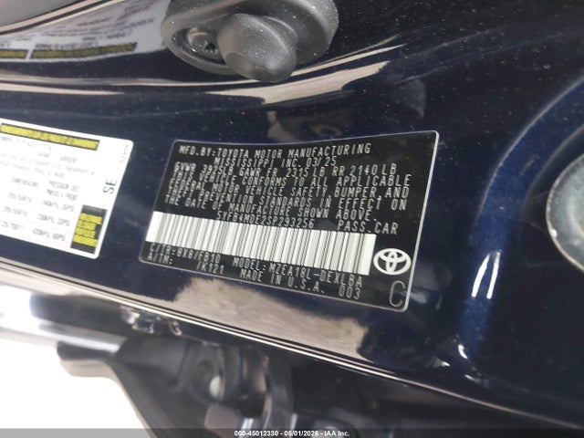 Aukcja sprzedaży 2025 Toyota Corolla Le, vin: 5YFB4MDE2SP293256, numer aukcji: 45012330
