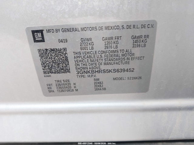 Продажа на аукционе авто 2019 Chevrolet Blazer, vin: 3GNKBHRS5KS639452, номер лота: 45012348