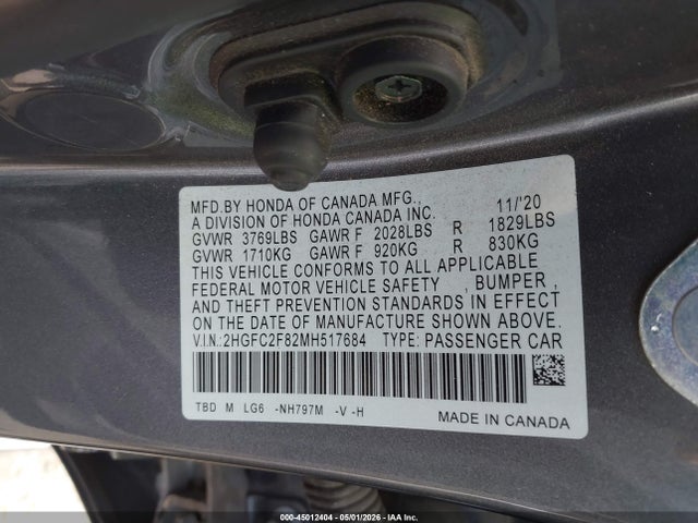 2HGFC2F82MH517684 Honda Civic Sport
