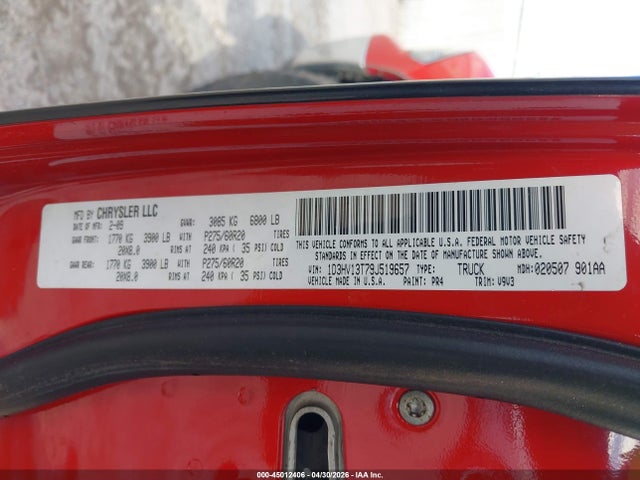 Продаж на аукціоні авто 2009 Dodge Ram 1500 Slt/sport/trx, vin: 1D3HV13T79J519657, номер лоту: 45012406