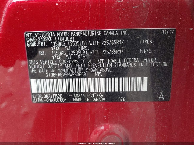 Toyota RAV4 LE 2017 2T3BFREV5HW590669 Image 9