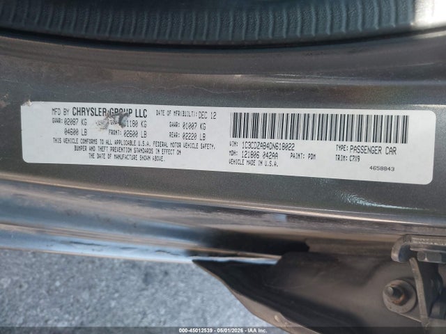 45012539 :رقم المزاد ، 1C3CDZAB4DN618022 vin ، 2013 Dodge Avenger Se مزاد بيع