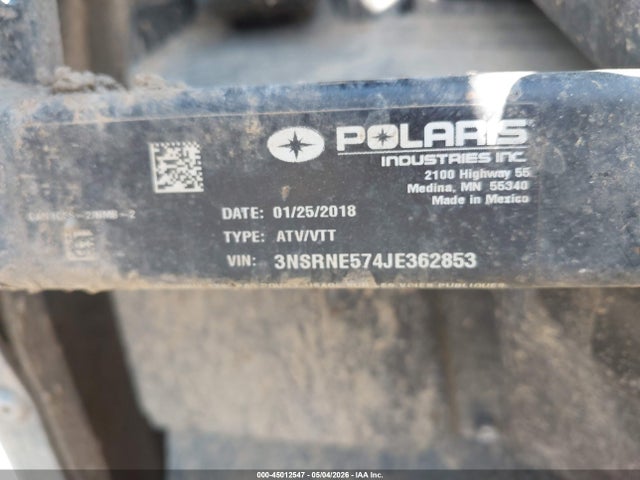 Продажа на аукционе авто 2018 Polaris Ranger Crew 570-4 Eps, vin: 3NSRNE574JE362853, номер лота: 45012547