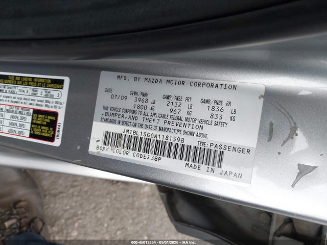 2010 Mazda Mazda3 I Touring მანქანა იყიდება აუქციონზე, vin: JM1BL1SG6A1181598, აუქციონის ნომერი: 45012554