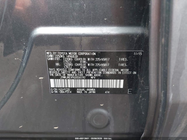 JTMRJREV9GD006590 Toyota Rav4 Hybrid Xle